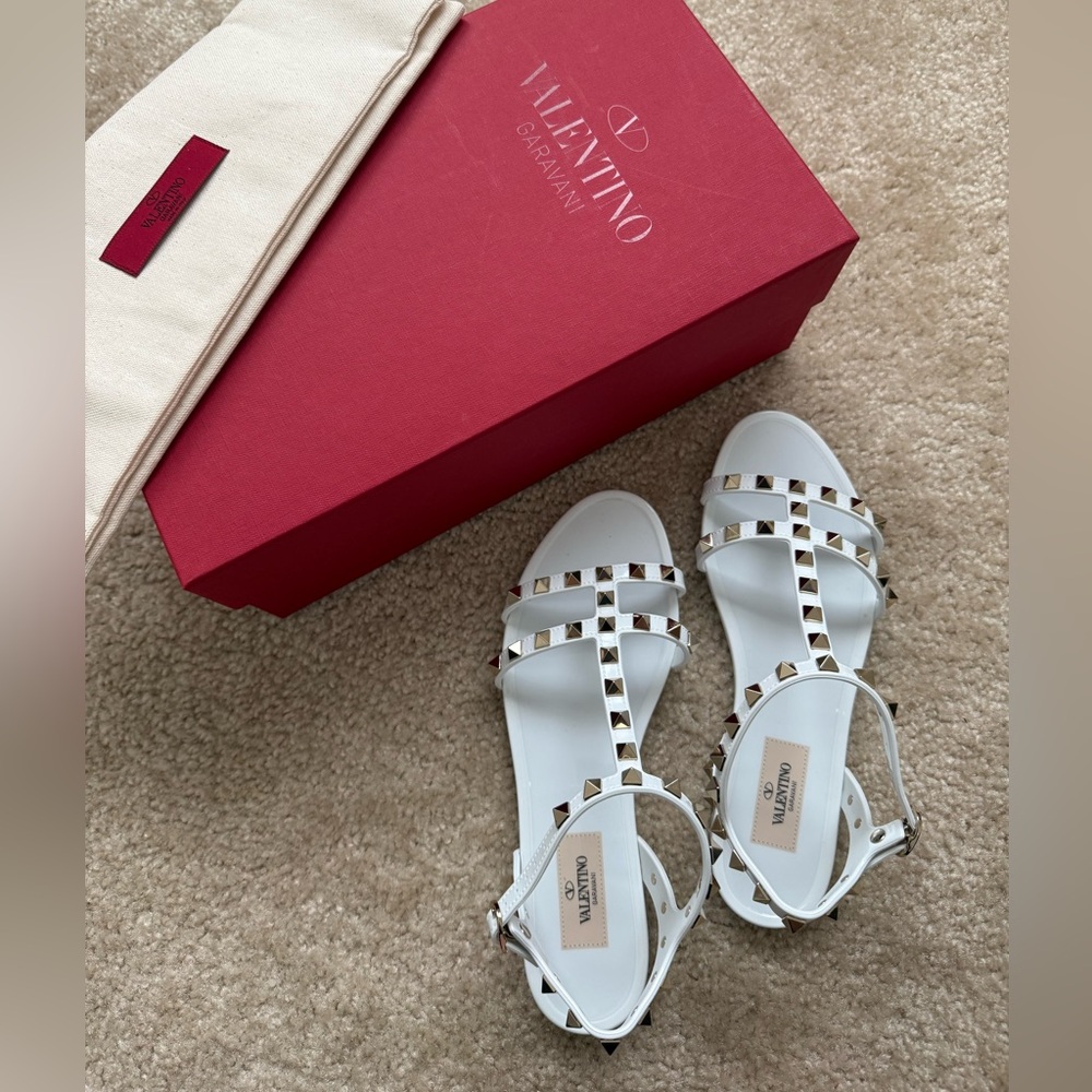 Valentino Garavani White (Bianco) Rockstud Sandals